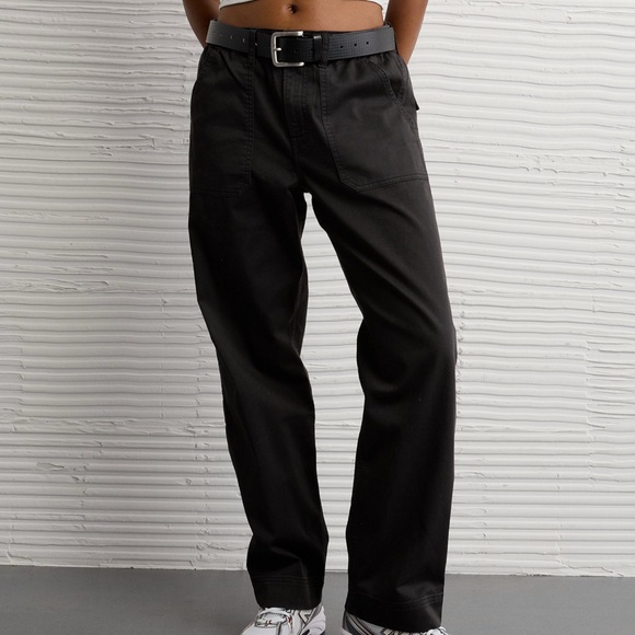 American Eagle Women’s Stretch Low-Rise Baggy Utility Pants Small Onyx Black - Picture 6 of 10